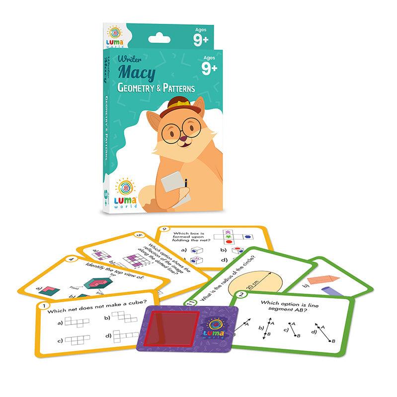 Writer Macy Flashcards set, focused on geometry and patterns, designed to boost creativity and mental math skills for kids age 9+