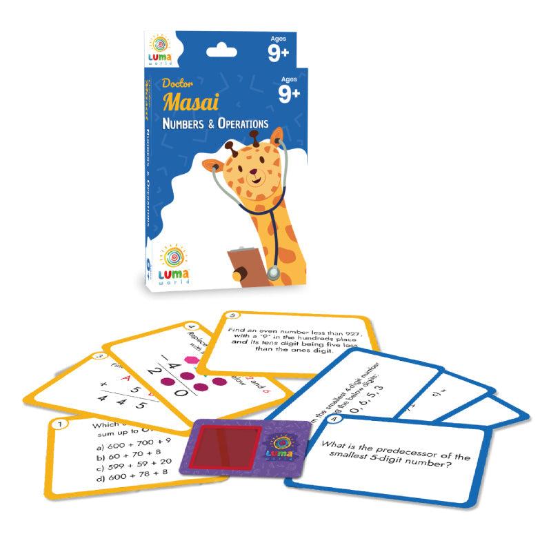 Doctor Masai Flashcards arranged, ready for interactive learning activities focused on numbers and operations.