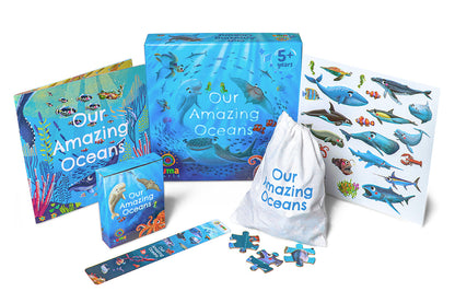 Ocean-themed activity puzzle from Our Amazing Oceans kit, showcasing marine zones and sea creatures for interactive learning.