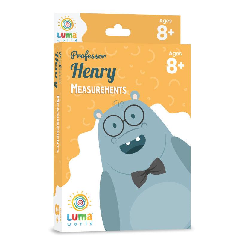 Front cover of Professor Henry Flashcards - Measurements, age 8+, featuring engaging math activities for Grade 3.