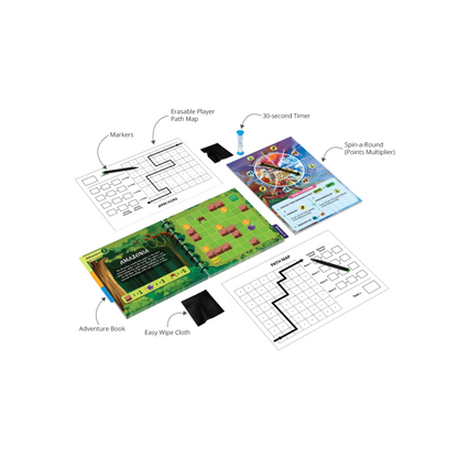 Trail Blazers Adventure Book featuring four unique adventure regions like Amazonia and Shangri-La, designed for memory and strategy learning.